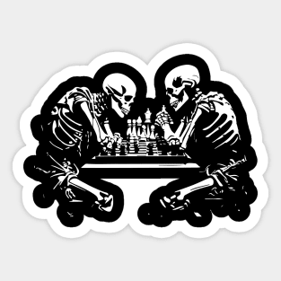 skeletons play chess Sticker